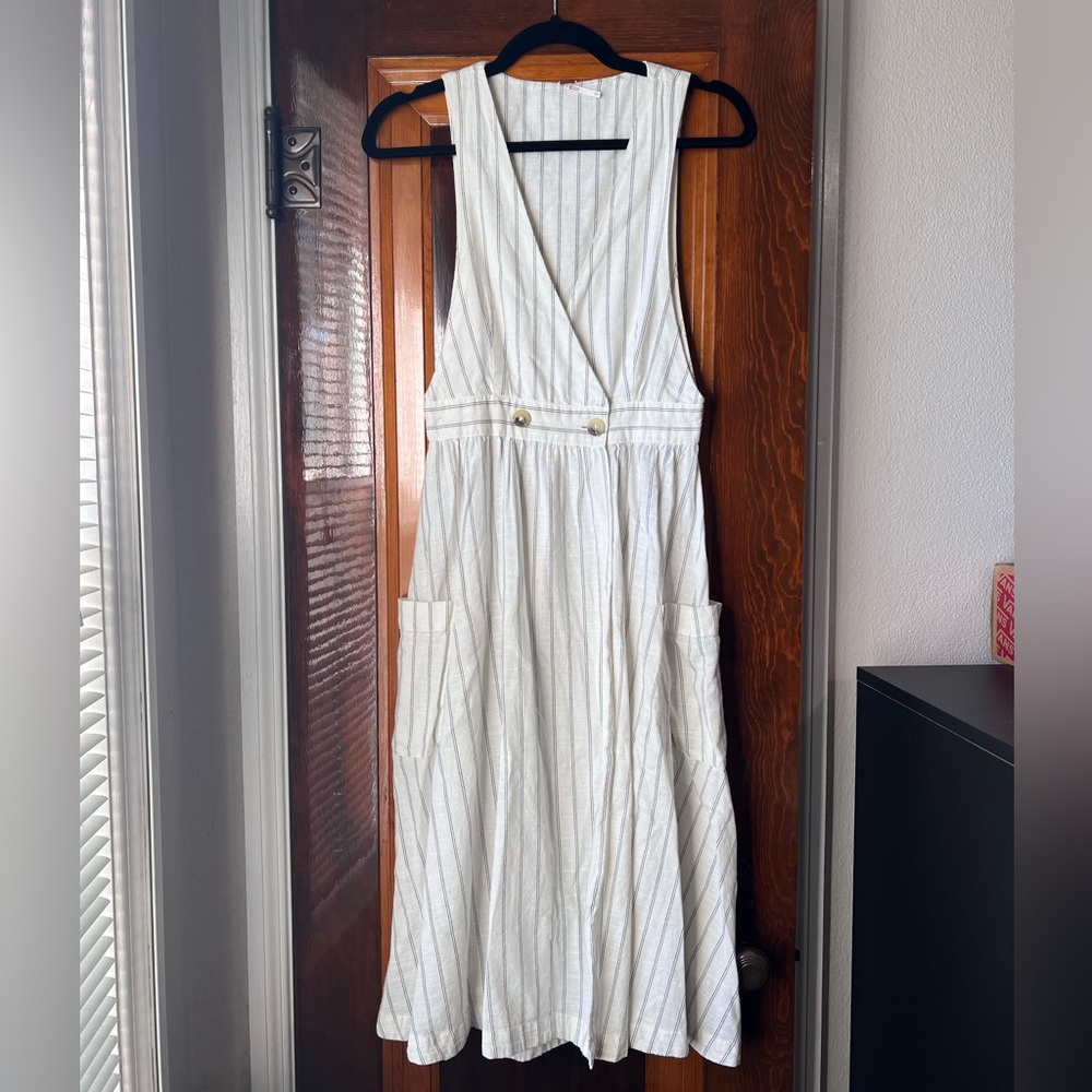 Free People Ivory and Black Striped Midi Length Dress